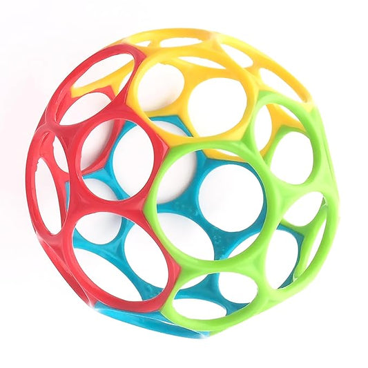 Bright Starts Oball Easy Grasp Classic Ball BPA-Free Infant Toy in Red, Yellow 4 Inches