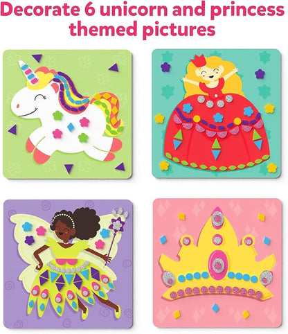 Skillmatics Art Activity - Fun with Foam Unicorns & Princesses, No Mess Felt Sticker Art for Kids, 3D Foam Stickers, DIY Craft Kits, Valentine's Day Gifts for Girls & Boys Ages 3, 4, 5, 6, 7