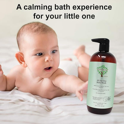 MOUNTAIN TOP All-in-One Baby Wash (24 oz / 709 ml) with Premium USDA Biobased Ingredients, Sulfate-Free 2-in-1 Baby