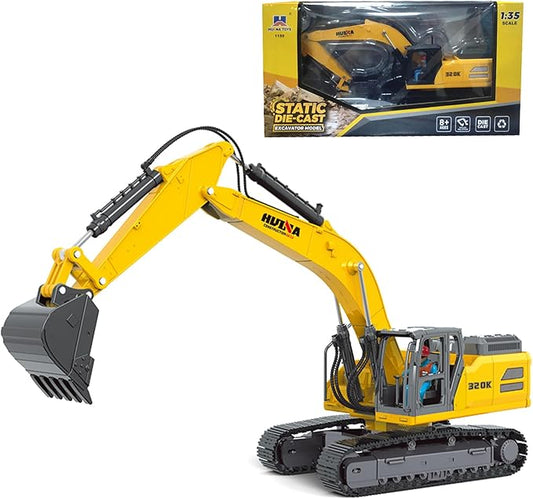 Gemini&Genius Excavator Toy, Construction Vehicle Digger Toy 1/35 Scale Die-cast