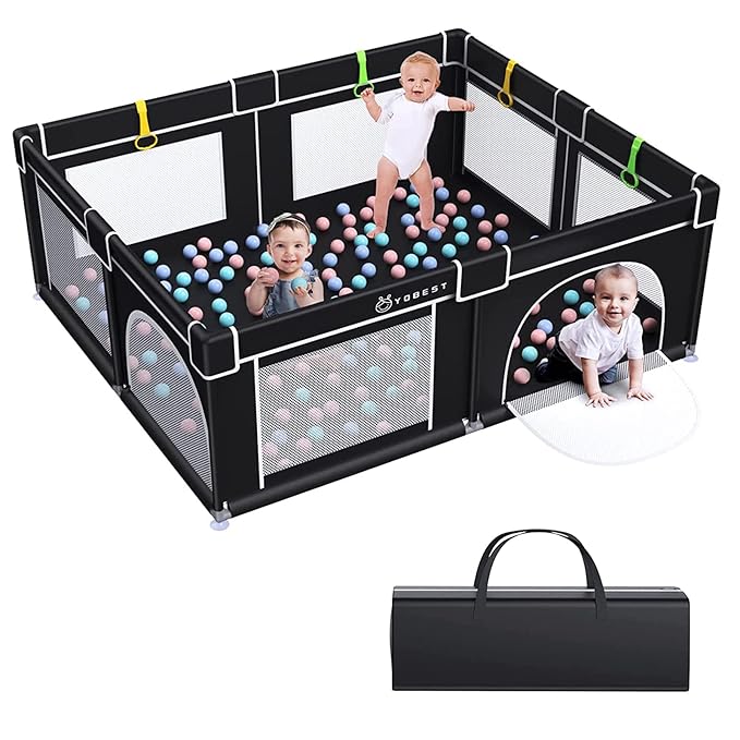 YOBEST Baby Playpen, 71"x59" Small Infant Playard with Gates, Sturdy Safety Playpen with Soft Breathable Mesh, Indoor & Outdoor Toddler Play Pen Activity Center for Babies, Kids, Toddlers