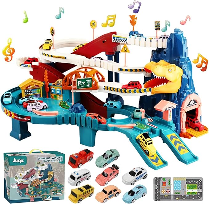 Toy Car Ramp Track Dinosaur Climbing Hills Railcar Colorful Vehicles 12 Mini 3 Years