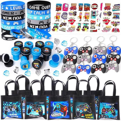 Video Game Party Favors Gamer Birthday Party Supplies for Kids Non Woven Bags Bracelet Stamper Game on Gift Goodie Bag Fillers Boy Gaming Party Favors