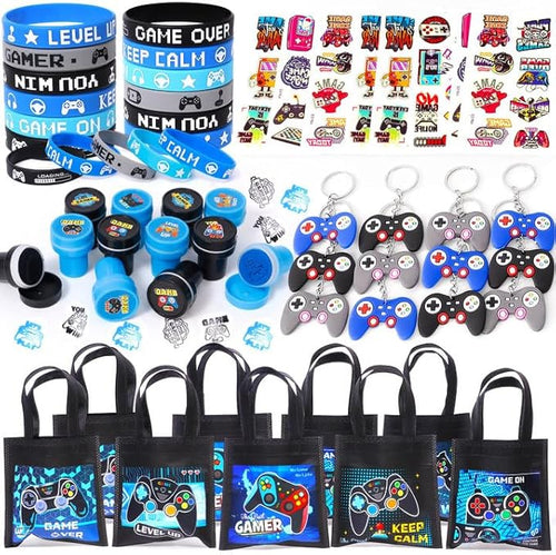 Video Game Party Favors Gamer Birthday Party Supplies for Kids Non Woven Bags Bracelet Stamper Game on Gift Goodie Bag Fillers Boy Gaming Party Favors