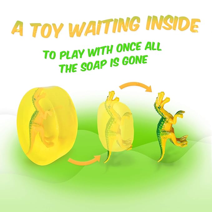 Relaxcation 1 Soap Bar For Kids with DINO Toy Inside - Natural Fresh LEMON Kids Soap