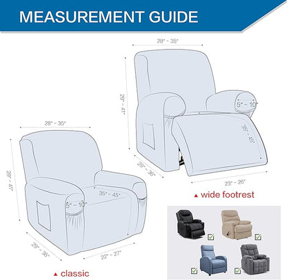 Like Leather Recliner Chair Covers, 4 Pieces Lazy Boy Recliner Cover That Stay in Place, Soft Stretch Leather Grain Covers for Recliner Covers for Large Recliner Slipcover (Beige 4)
