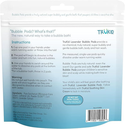 TruKid Bubble Podz Bubble Bath for Baby & Kids, Gentle Refreshing Bath Bomb for Sensitive Skin 7 for (10 Podz)