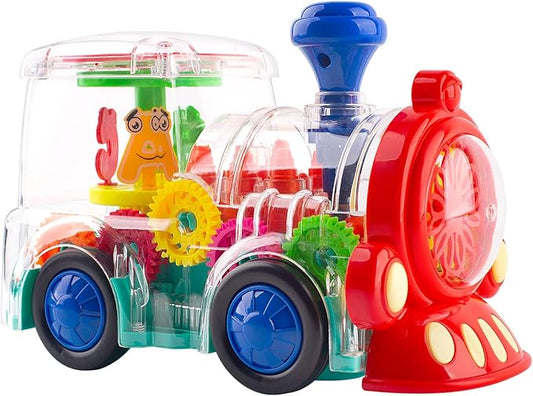 Berry President Transparent Electric Gear Train Toy with Flashing Lights