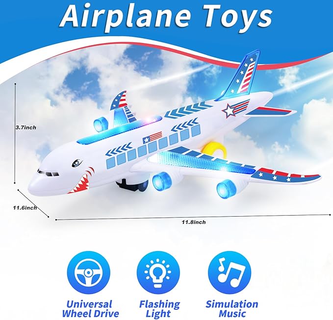 Airplane Toys for Toddlers, Musical Plane Toy for Toddlers 3-7 8 9Years Old