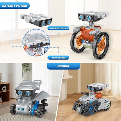 AESGOGO 12-in-1 Electric Robot Kit, STEM Projects Toys for Kids Age 8-12 Birthday Gifts, DIY Building Science Experiment Kit Battery Powered Education for Boys Girls Aged 8 9 10 11 12 13 14 Years Old