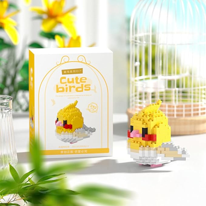 Birds Building Blocks for Adults Mini Building Blocks Birds Building Bricks Toy Micro Block Building Set Gift for Kids and Adults-249 PCS(Cockatiel B)