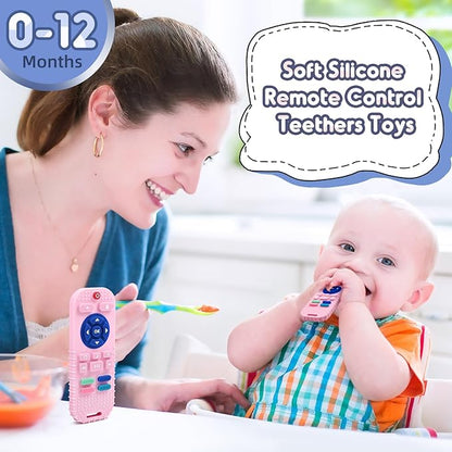 AiTuiTui Baby Teether for Teething Relief Baby Toys 3 6 9 12 Months, Silicone Baby Teether Toy for Babies Remote Control Newborn Infant Boy Girl Autism for Baby Gifts