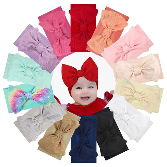 YanJie Baby Headbands - Handmade Elastic Nylon Hairbands with Hair Bows for Newborns, Girls