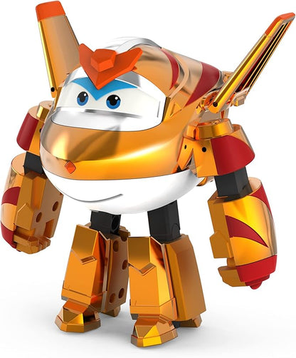 Super Wings 5" Transforming Golden Boy Airplane Toys, Vehicle Action Figure, Superwings Transforming Plane to Robot, Flying Toy Vehicle Playset, Gifts Toys for Kids, Age 3 and Up, Gold