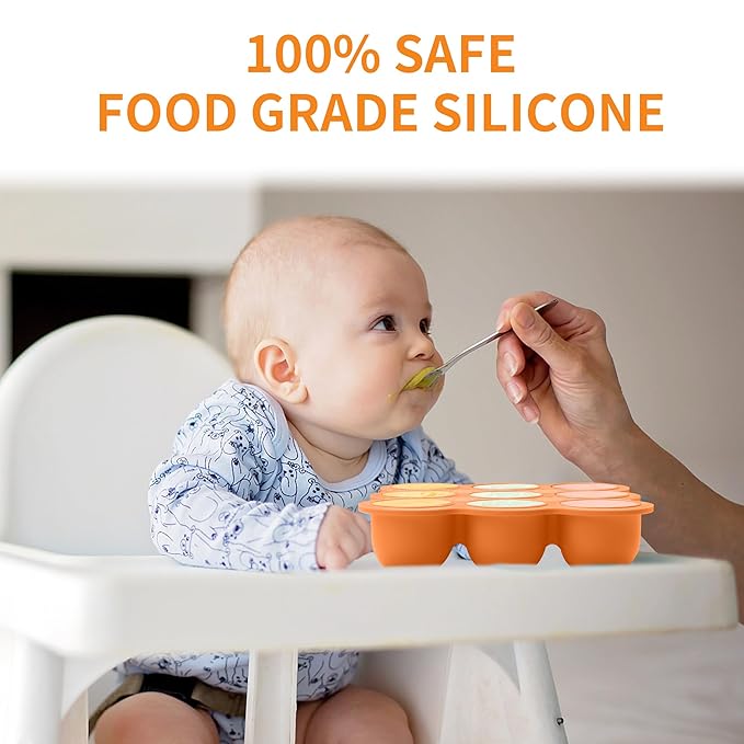 WAJIAYON Baby Food Storage Container, Silicone Baby Food Freezer Tray with Lid