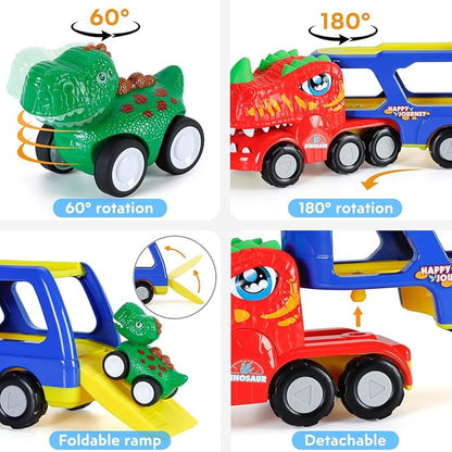 SEPHIX Dinosaur Trucks Toys for Kids Age 2-4 - Toddler Car Toys for 2 3 4 Year Old Boy Birthday Gifts 3-5