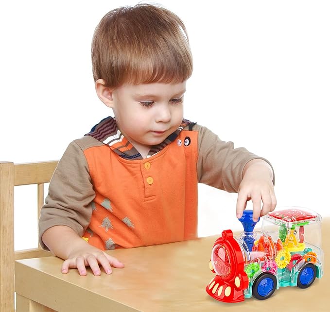 Berry President Transparent Electric Gear Train Toy with Flashing Lights