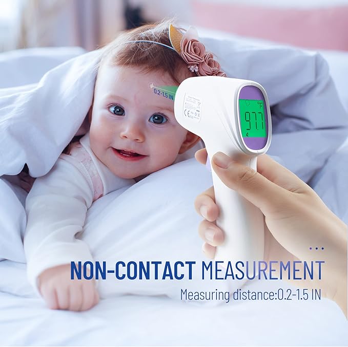 No-Touch Thermometer for Adults and Kids, Digital Thermometer with Fever Alarm