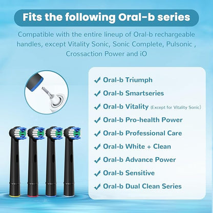 GENKENT 20 Replacement Heads, Toothbrush Heads Compatible with Oral B, Black