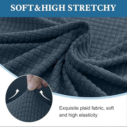 100% Waterproof Jacquard Fabric Couch Cover, Dual Layer with TPU Film, Leakproof High Elasticity Non-Slip Washable Furniture Protector for Pets, Dogs, Cats and Kids (Loveseat,Berlin Blue)