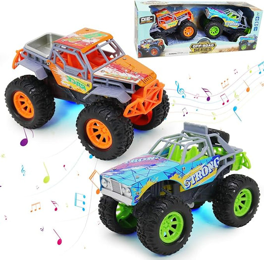Toddler Monster Trucks Toys for Boys Age 3 4 5 6, 2 Pack 6 Inch with LED Lights