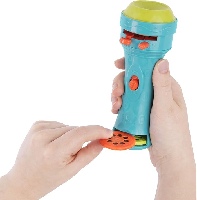 B. toys- Light Me To The Moon - Blue- Pretend Play Projector Flashlight – 2 Image Reels – Planet & Alien Projections- Space Toys For Kids – 4 Years +