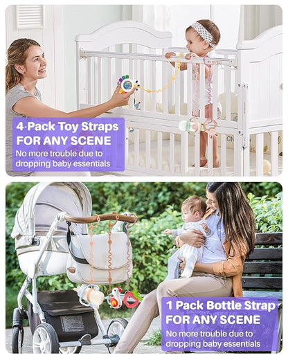 Toy Straps for Baby, 3pcs Adjustable Toy Holder for Stroller Accessories