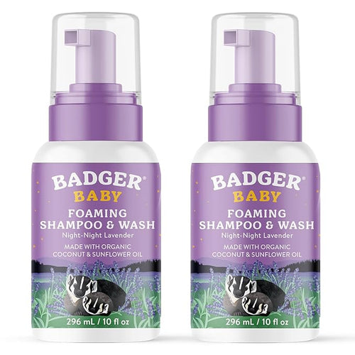 Badger Baby Wash, Relaxing Lavender Night Night Foaming Baby Shampoo and Body Wash 4 fl (2 Pack)