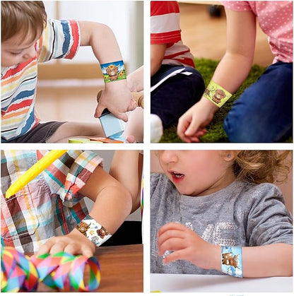 48 PCS Highland Cow Slap Bracelets Highland Cow Party Favors Cartoon Animals Party Wristbands for Kids Boys Girls Cow Baby Shower Party Supplies Birthday Party Carnival Prizes Gifts Classroom Rewards