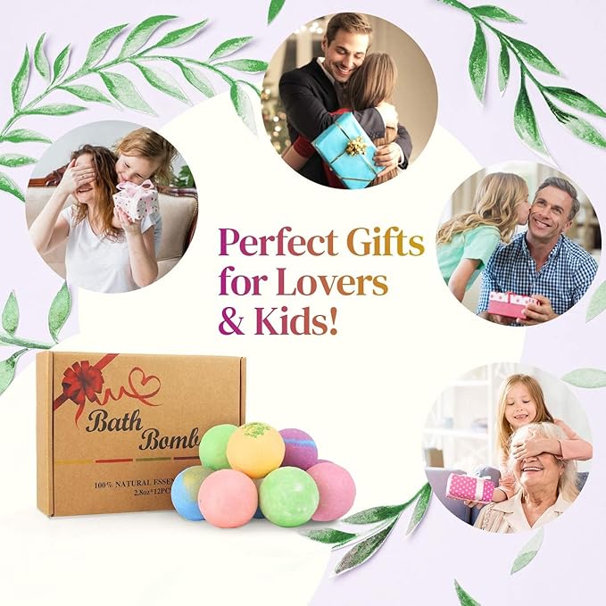 Bath Bombs, 12 PCS Bath Bombs for Women Kids Toddlers Adults