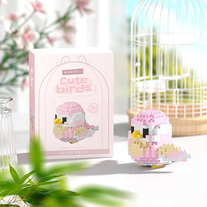 Birds Building Blocks for Adults Mini Building Blocks Birds Building Bricks Toy Micro Block Building Set Gift for Kids and Adults-244 PCS(Honey Peach)