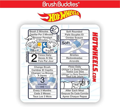 Brush Buddies Hot Wheels Manual Soft Bristled Toothbrush for Kids, Multi-Colored & Fun Toddler Toothbrushes, Anti-Slip Grip Handle, Children's Toothbrush, Kids Travel Toothbrush, 3 Pack