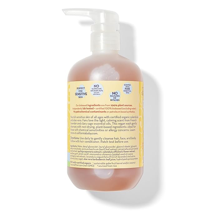 California Baby Calendula Shampoo and Body Wash | 100% Plant-Based 19 oz. (2-pack)