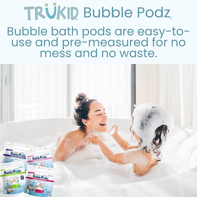 TruKid Bubble Podz Bubble Bath for Baby & Kids, Gentle Refreshing Bath Bomb for Sensitive Skin 7 for (60 Podz)