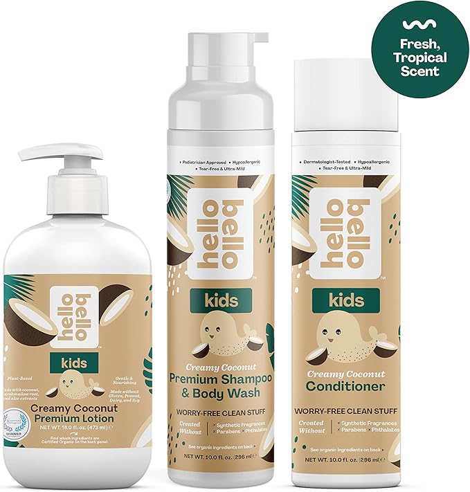 Hello Bello Kids Shampoo & Body Wash - Gentle Hypoallergenic Tear-Free Formula 10 fl