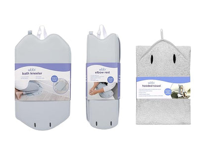Ubbi Stingray Kneeler, Elbow Rest & Hooded Towel Bundle