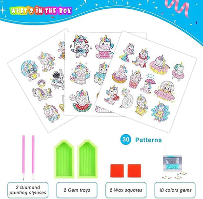 5D DIY Diamond Painting Stickers Kits for Kids, Diamond Art Mosaic Stickers by Numbers Kits Crafts Set for Children, Boys and Girls,Creative Handmade Art Craft Gift (Unicorn-2)
