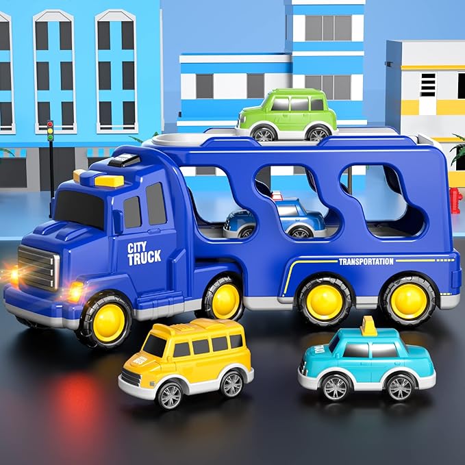Bennol Toddler Trucks Toys for Boys Age 3-5, 5 in 1 City Car Truck for Toddlers Boys Girls 3 4 5 6 Years Old