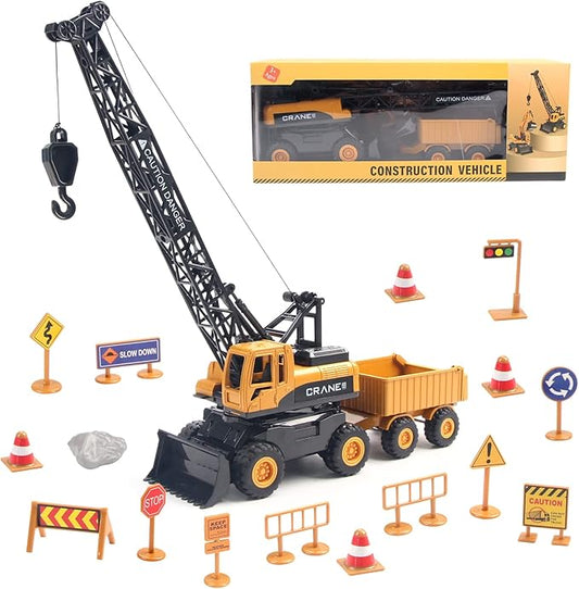 Jenilily Crane Toy Construction Vehicles Model Car, Toy Truck Gifts 3 4 5 Years