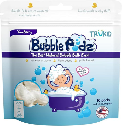 TruKid Bubble Podz Bubble Bath for Baby & Kids, Gentle Refreshing Bath Bomb for Sensitive Skin 7 for (10 Podz)