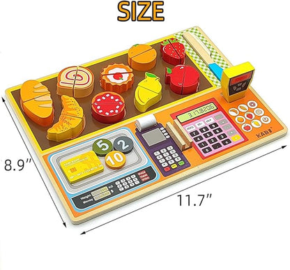 Wooden Play Food Sets for Kids Ice Cream Toys Pretend Food Accessories Early Education Toys for 3+ Years Old Girls and Boys Gifts (Fruit Shop)