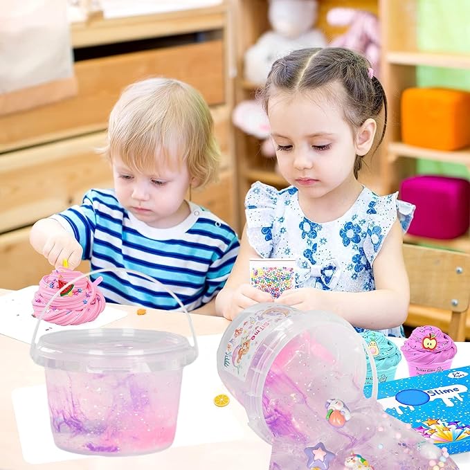 Unicorn Slime Kit,Clear Scented Slime Bucket Kids Birthday Party,Slime Party Favors for Kids Birthday Party Gifts Stress Relief Slime Kit for Girls and Boys (Unicorn Slime)