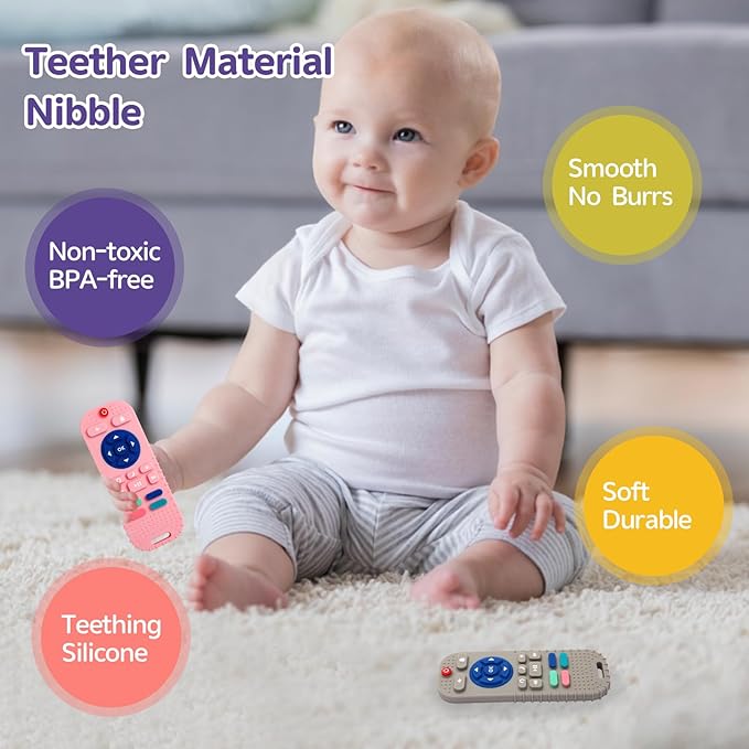 Hooku 2 Pack Silicone Teething Toys for Babies 0-6 Months, Teethers for Babies 6-12 Months