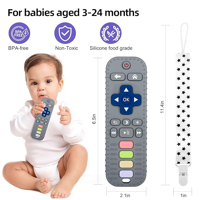 Chuya TV Remote Teether for 0-12-18 Months Babies Infant Toddlers