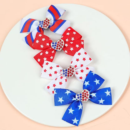 BBTDIN Baby USA Flag Turban Headband Patriotic Bow Baby Girls JHN44 (Set