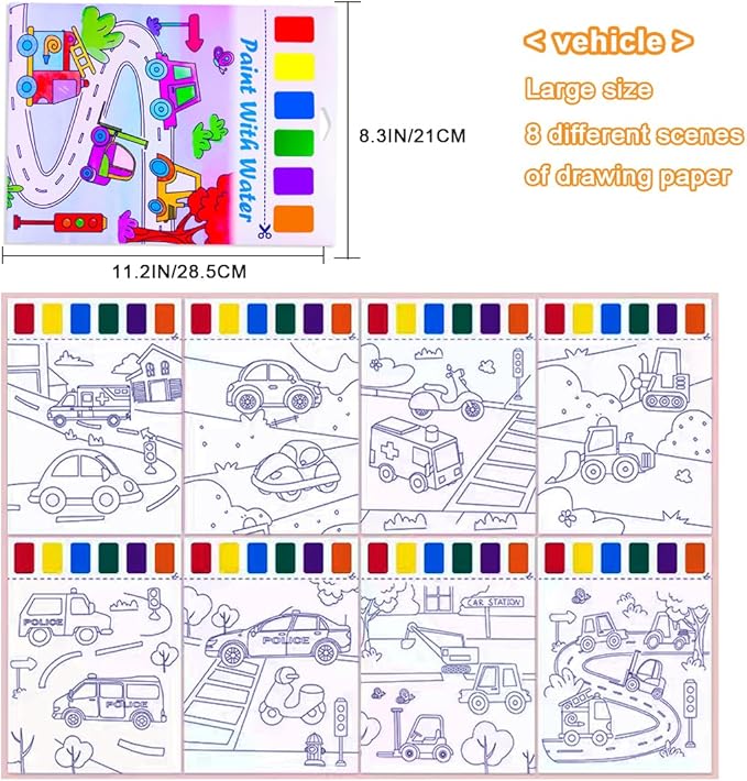 BAOXUE Water Coloring Books for Kids Ages 4-8,Paint with Water Colors Book for Toddlers,Watercolor Painting Paper Gift for Boys Girls 2-4 Years
