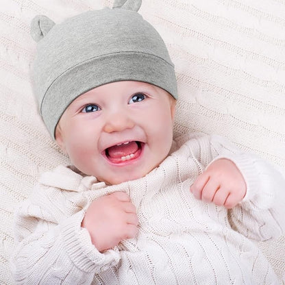 Geyoga 9 Pieces Newborn Baby Hat Bear Ears Infant Caps 2 Ears