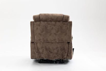 FANYE Electric Power Lift Chair for Elderly W/Massage and Heat, Infinite Positions 2 Remote Controllers Oversized Velvet Upholstered Recliner & Armchair W/Side Pockets & Cup Holders, Brown V