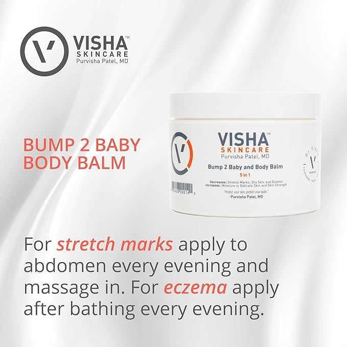 Visha Skincare Bump 2 Baby 5 in 1 Multitasking Body Balm, Soothes and Relieves Dry 10 oz