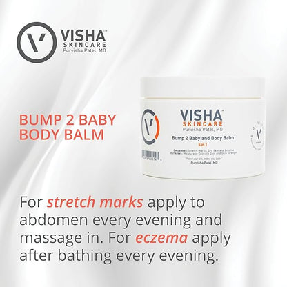 Visha Skincare Bump 2 Baby 5 in 1 Multitasking Body Balm, Soothes and Relieves Dry 10 oz